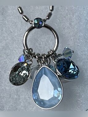 Swarovski’s TSC Crystal Blue 🩵💙Teardrop & Crystal Charm Necklace, NWT LAST ONE‼️